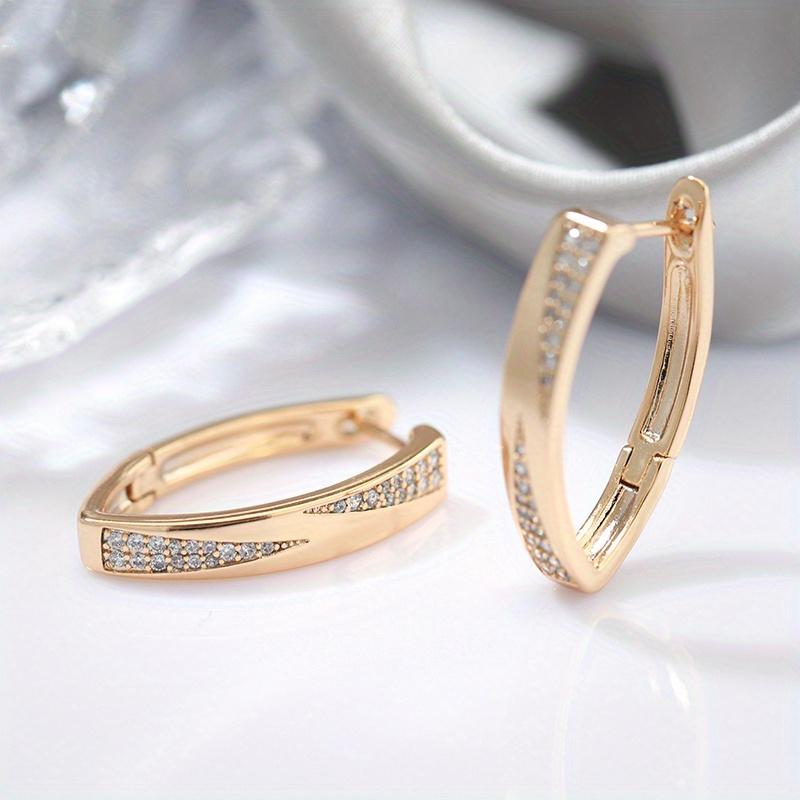 Elegant Gold Color Inlaid Cubic Zirconia Dangle Earrings for Women Delicate  Engagement Wedding Earrings Jewelry