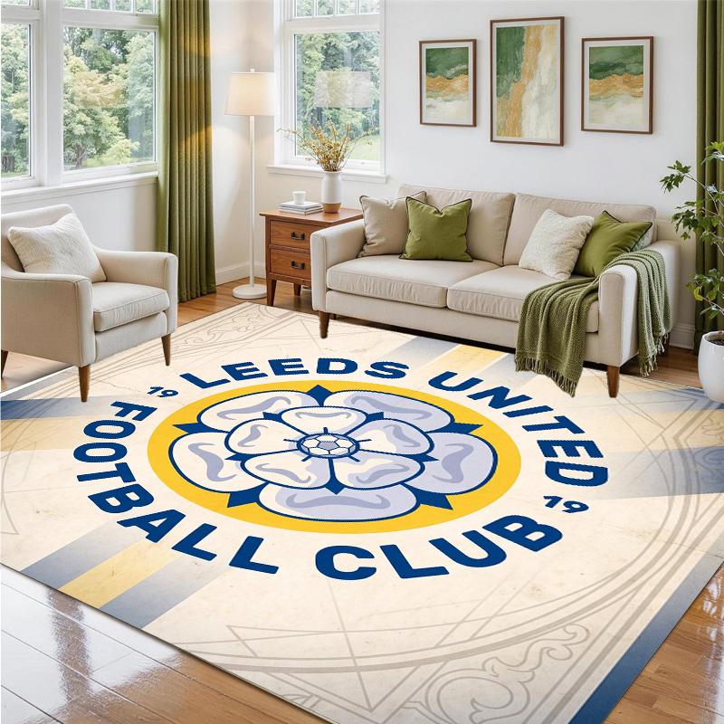 Leeds United Design Crystal Velvet Rug Soft Decorative Mat for Bedroom Entrance