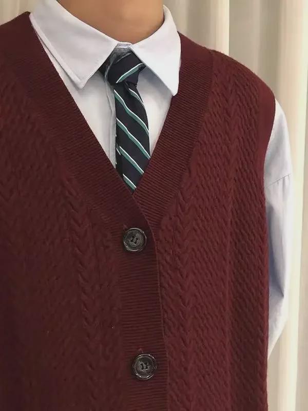 Pánský retro pletený kardigan bez rukávů ve stylu Japonska