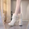 Kawaii Womens Shoes Japanese Style Lolita Cosplay Dress Boots for Girls Cute Bow Pearl Hollow-out Heels Plush Winter Boots Woman
