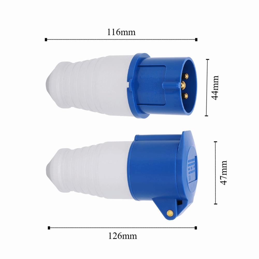 16A  220-250V Industrial Connector Kit 2P+E Plug Coupler  Power Connections