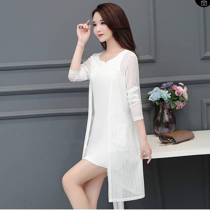 Summer Mesh Sun Protection Clothing for Women Lace Mid-length  Thin Stylish Long Sleeved Shawl