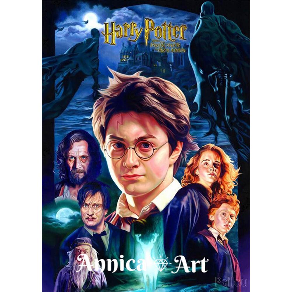 Harry Potter Cartoon Stich Bilder Set Künstliche Leinwand Hogwarts Schule Mosaik Stich 5d Diy Vollbohrer Diamantmalerei Kunst