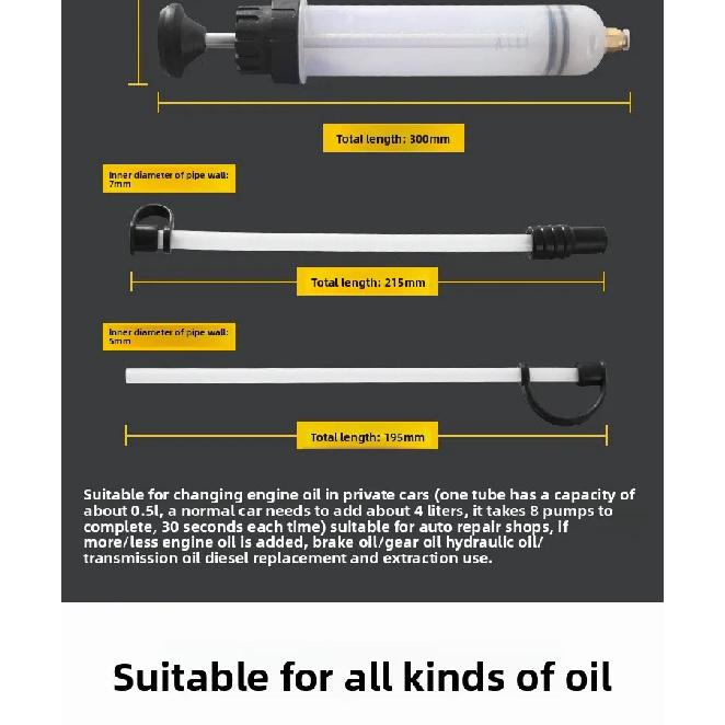 Large Syringe Oil Extractor and Injector for Car Engine Oil Brake Fluid Change Professional Suction Pump Tool Kit