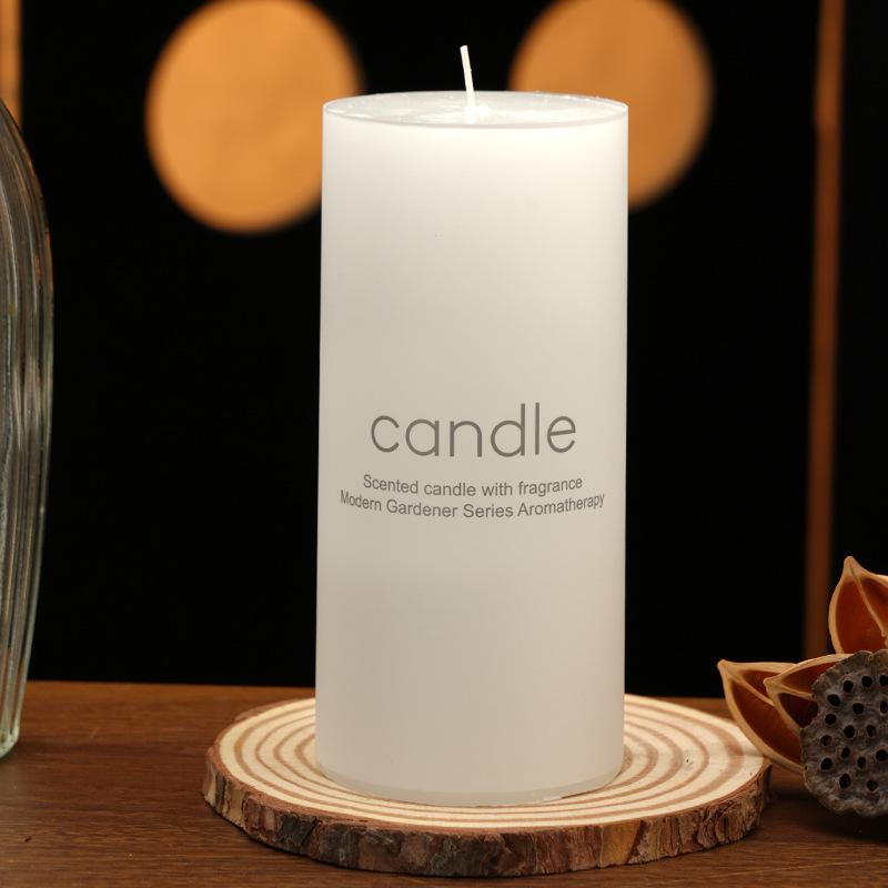 Ivory White Large Round Pillar Scented Candles for Romantic Wedding and Hotel Décor