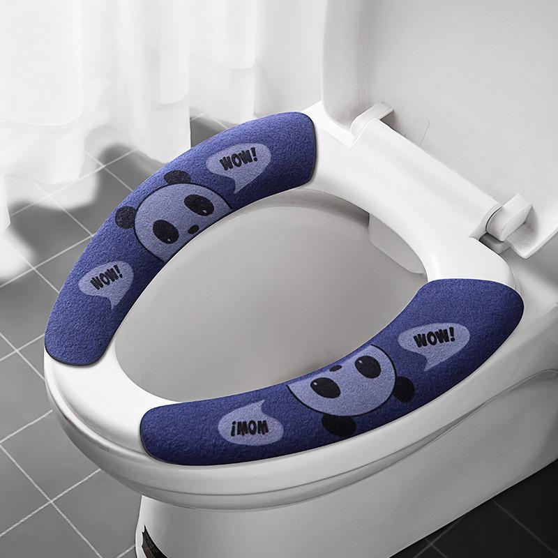 Four Seasons Cartoon Electrostatic Toilet Seat Cushion - Warm, Thickened, Adhesive Pad