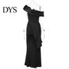 Solid Color Women Dress Lady Evening Slant Neck Off Shoulder Sleeveless Pleated Lace-up Sash Decor Long Irregular Design Slim Fit Prom Party