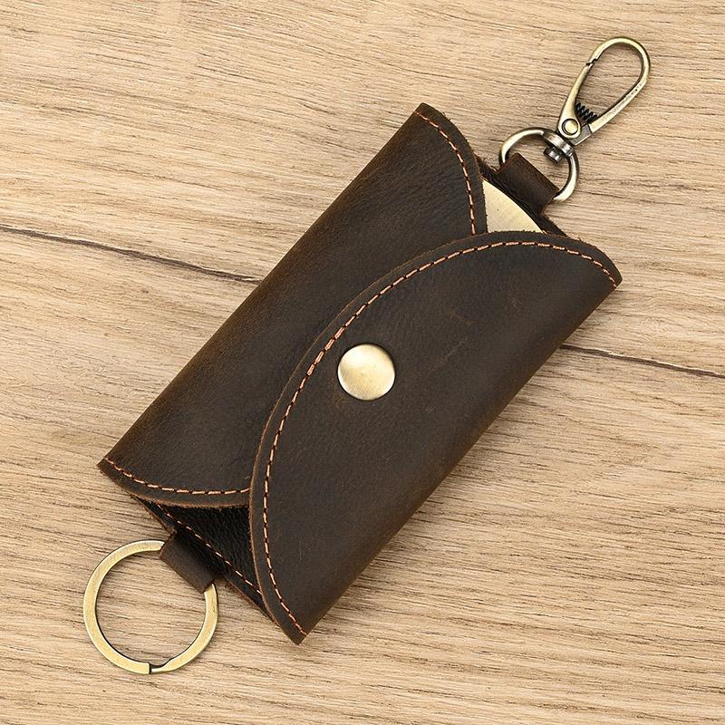 

100% Crazy Horse Leather Keycase Bag Cowhide Men Women Key Wallet Clip Car Bag Genuine Leather Retro Fashion Key Cases Wholesale