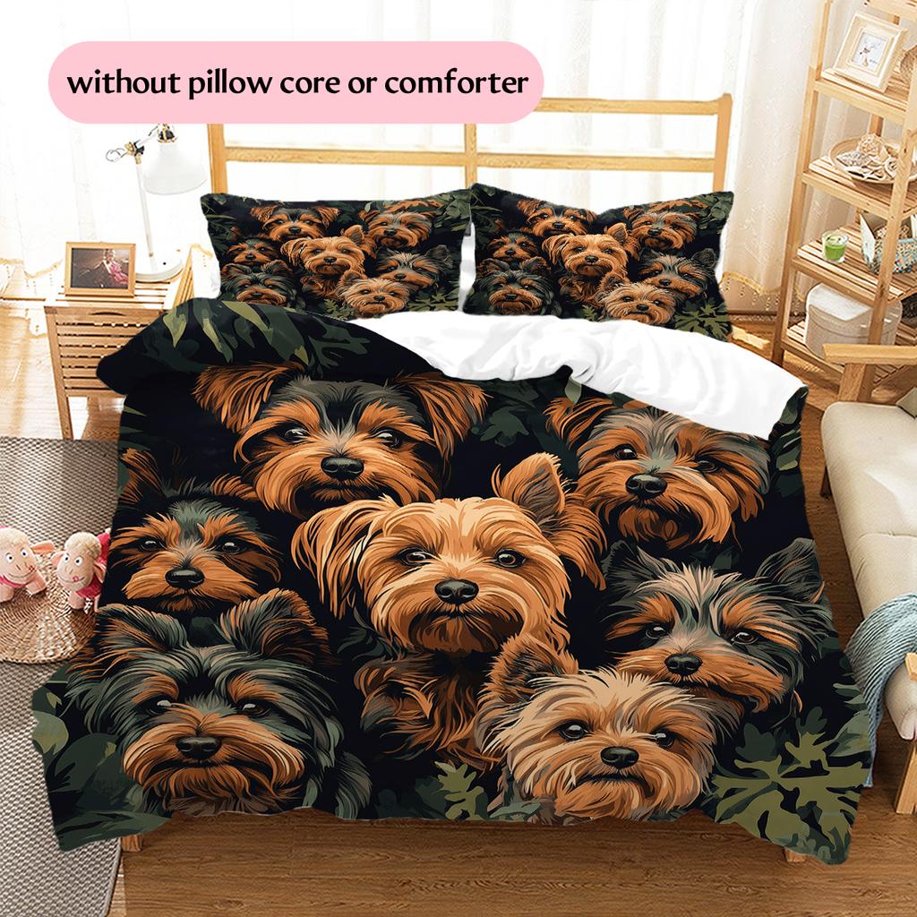 Yorkshire Terrier Pattern Bedding Home Decoration Birthday Gift (1 * Duvet Cover + 2 * Pillowcase, Without Core)