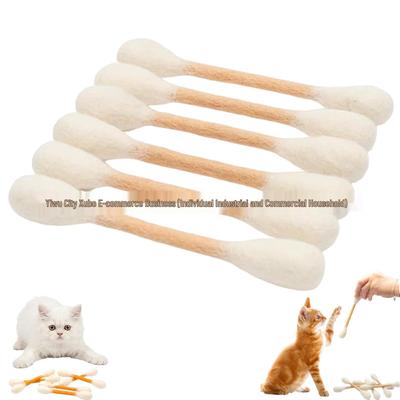 Large Catnip Cat Toy Set: 6 Durable Cotton Swab-Shaped Teething Sticks for Indoor Fun and Teeth Cleaning.
