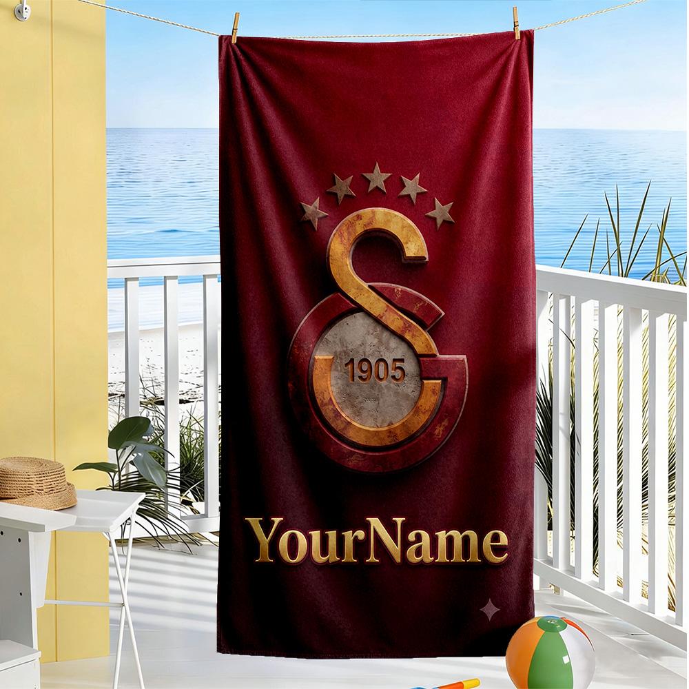 Galatasaray Customize Text Beach Towel Super Soft Microfiber Quickdry Fabric Perfect For Traveling Yoga Camping And Swimming