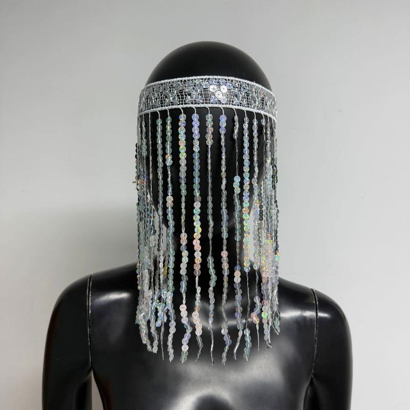 

Meier Performance tassel headwear sequin headband face scarf music festival party wind headband Below 60cm срібний