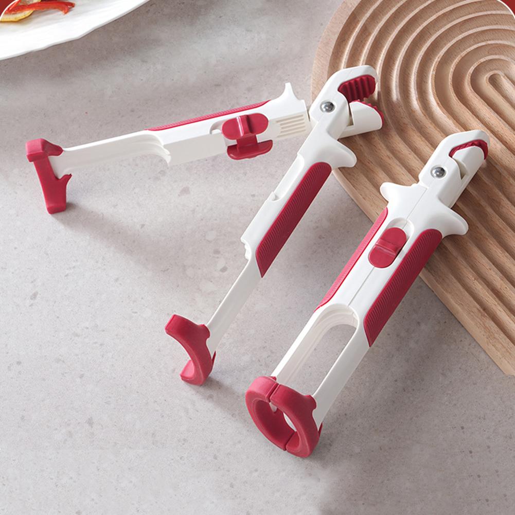 2-in-1 Silikon Schüsselhalter Clip Rutschfest Langer Griff Schüsselgreifer Hitzebeständiges Geschirr Tellerheber Werkzeug für Zuhause Küche