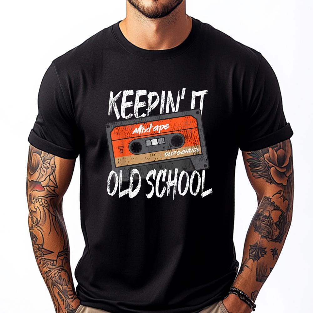 

Old School 80s 90s Mixtape Cassette Tape Funny Shirts T Shirt Men Gift Print Camisetas De Hombre Casual - Men s Summer Cotton... S разноцветный