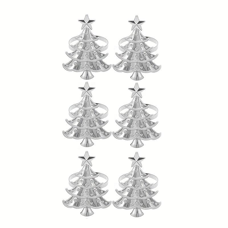 

D2 Napkin 6PCS Rings Set for Christmas Winter Wedding, Gold Christmas Tree Metal Home Table Decorations, for Kitchen Banquet срібний