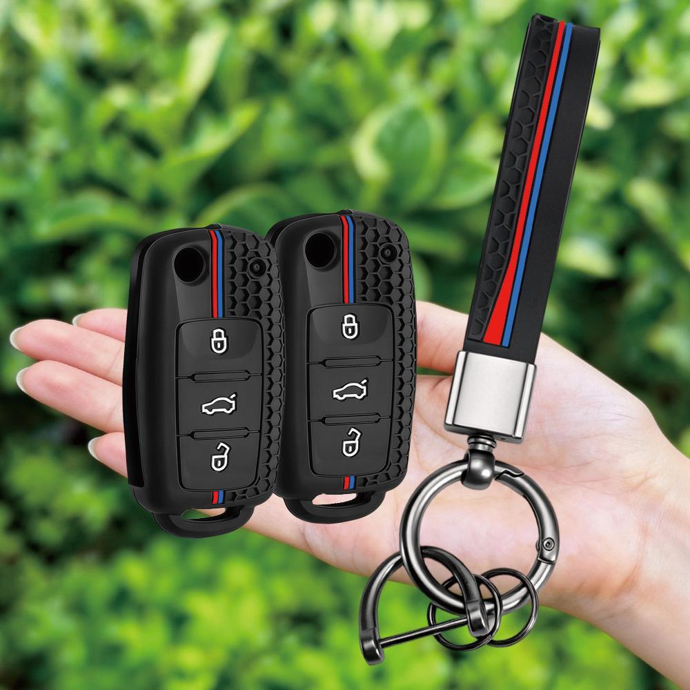 Keychain Silicone Car Key Case Cover For VW UP Polo Golf 6 Passat B5 Touran Caravelle Jetta Caddy Touareg Skoda Fabia Octavia A5