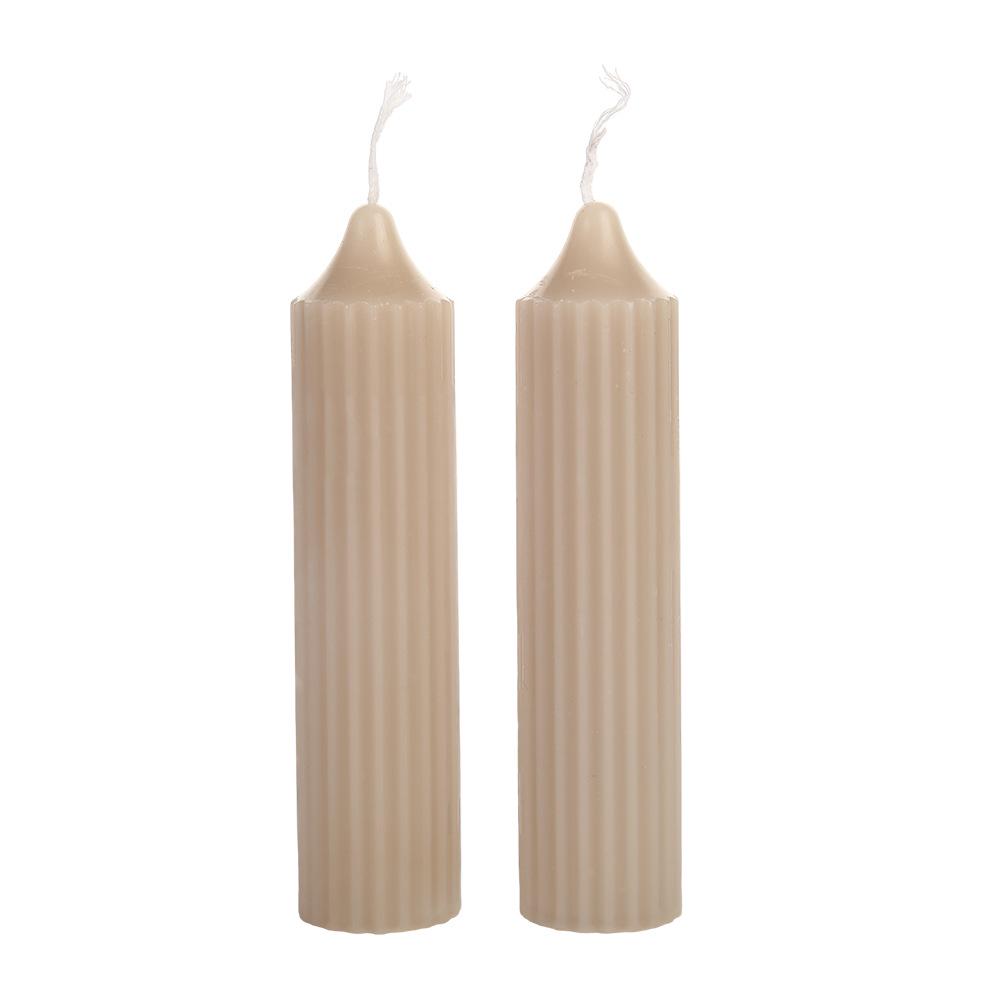 European Style Colorful Striped Cylindrical Candles for Weddings and Home Decor