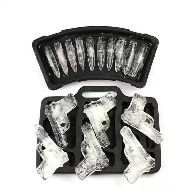SiIicone Ice Cube Maker Handgun/Slug Shaped Ice Cube Moulds DIY Ice Tray
