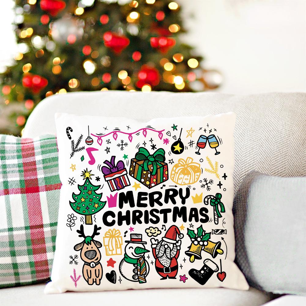 

Веселого Рождества домашний декор полиэстер наволочка для дивана наволочка мультфильм Санта Клаус Рождественская елка наволочка подарок на Новый год 450mm*450mm