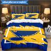 3PCS Louis Blues Hockey Team Bedding Set,Including 1pc Duvet Cover And 2pcs Pillowcases Perfect for Bedroom, Dormitory, Fan Christmas Gift