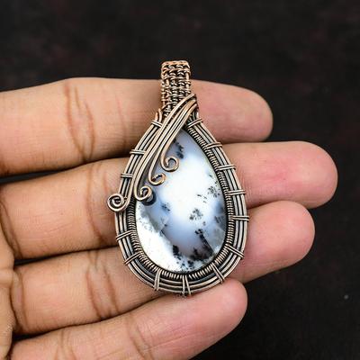 Dendritopal Ädelstenshänge Koppartrådsinlindat Hänge Handgjorda Smycken Dendritopal Designhänge Gåva Till Hennes Gåva Till Mamma
