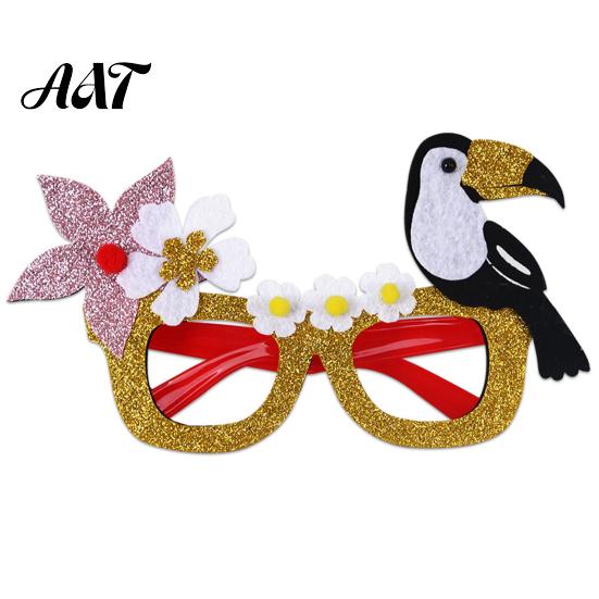 Summer Party Sunglasses Hawaiian Tropical Glasses, Glitter Felt Beach Pool Eyeglasses, Accessories Ocean Luau Style Eyewear for Photo Booth