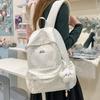 Schoolbag Cream White Star Double Shoulder Bag for Women's Instagram, Niche Lightweight Casual School Bag for Middle and High School Students 