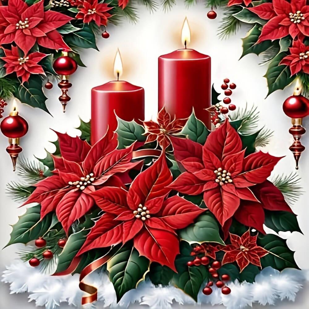 DIY 5D Diamond Painting Christmas Wreath Mosaic Candle Full Drill Embroidery Flower Crafts Art Supplies Unique Gift