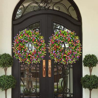 Künstlicher Blumenkranz Wiederverwendbare Künstliche Eukalyptusgirlande Falsches Grün Bunter Blumenkranz für Feiertag Hochzeit Haustür Kamindekoration