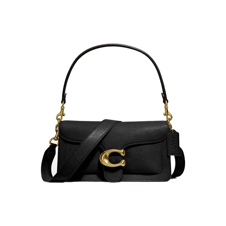

New COACH Tabby Polished Pebbled Leather Dionysus Shoulder Bag Women s Black 73995-B4LJ 25.9*7.6*15.0CM