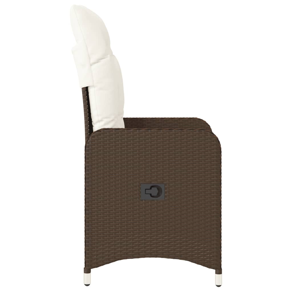 Garden Armchair with Cushions 2 Pcs Adjustable Brown Poly Rattan