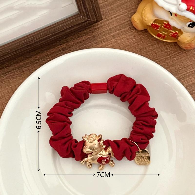 Cartoon Pony Hair Ring  Year Festive Red Hair Band Tie Horse Tail High Elastic Year Of The Horse Hair Ornament Accessories