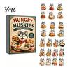 Dog Lover Christmas Gifts Husky Advent Calendar with 24 Foodie Acrylic Ornaments, 2D Flat Tree Decoration, Cute Themed Countdown Box for Home