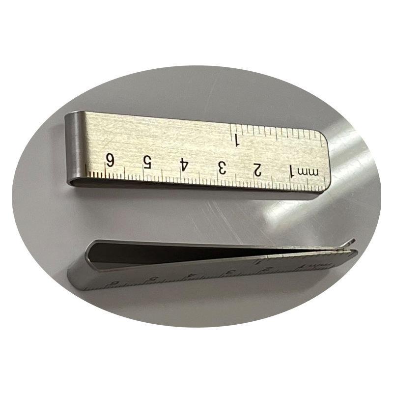 7cm Edelstahl-Geldklammer mit Skala, Mehrzweck-Mini-Lineal-Taschenclip für Bargeld & Planer
