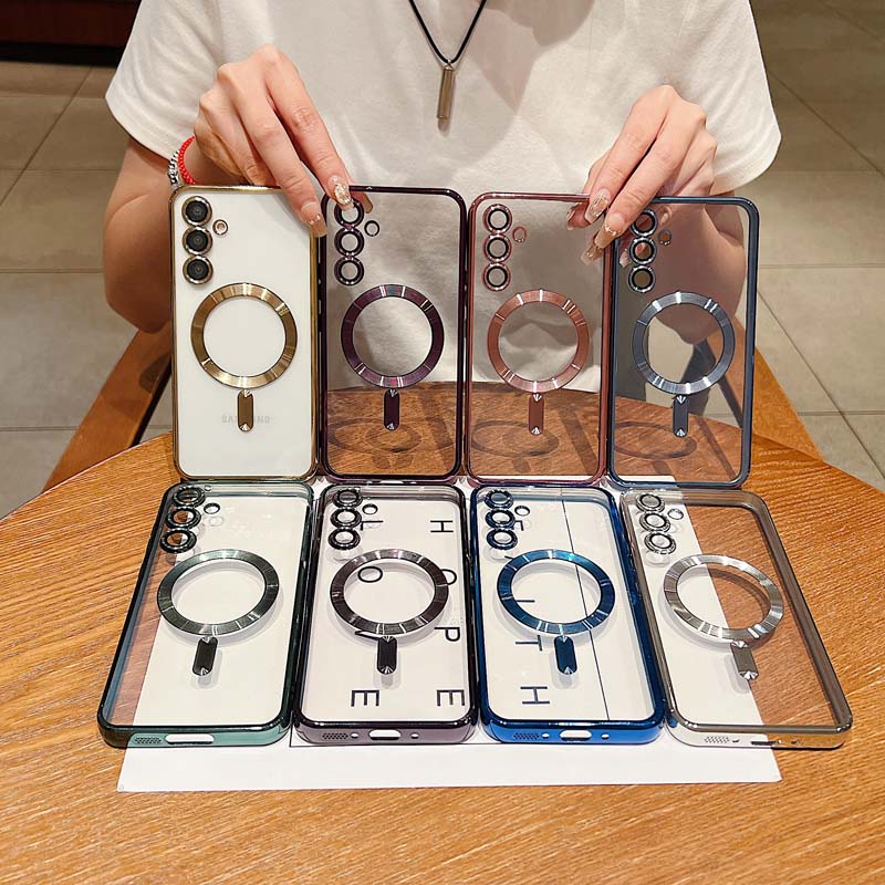 Luxury Plating Glitter Silicone Case For Samsung Galaxy S25 S24 Ultra S23 FE S22 S21 Plus Edge Magnetic Magsafe Clear Soft Cover