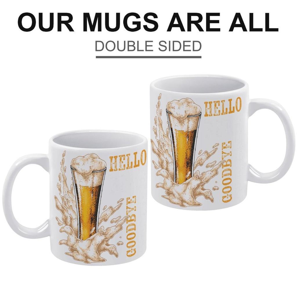 1pc 11oz Double-Sided Printed Beer Lover Mug, Funny Ceramic Cup for Daily Coffee or Tea, Ideal Gift for Friends and Party Moments