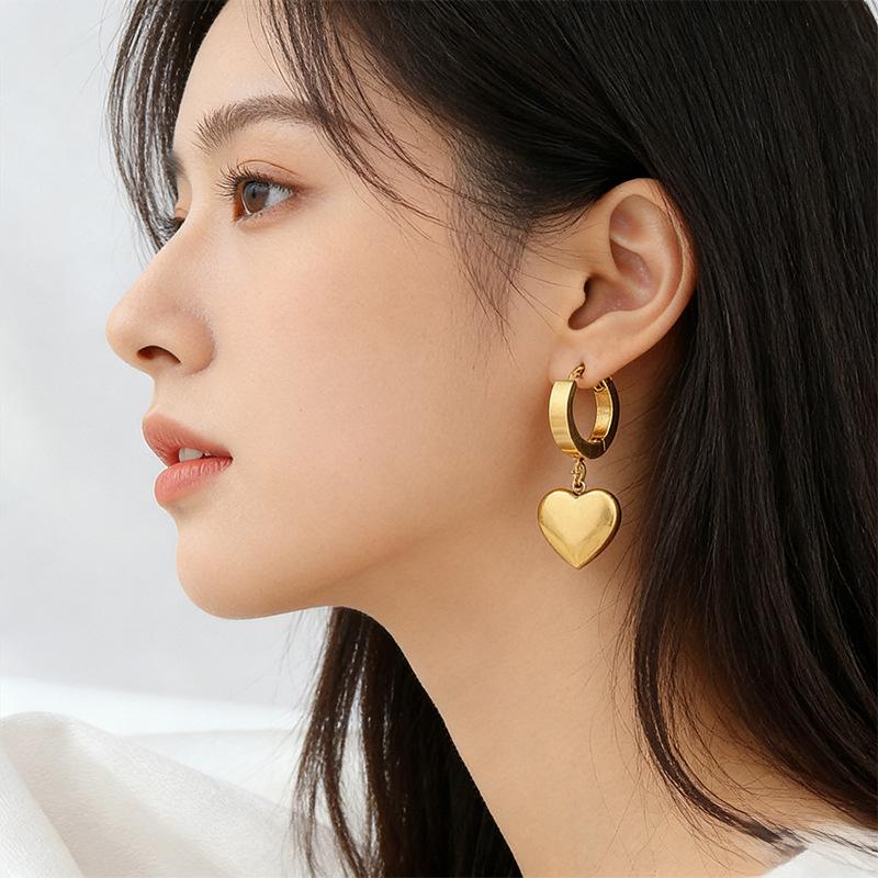 Love Titanium Steel Earrings - Fashionable Luxury Heart-shaped Multi-purpose Gift for Best Friends - High-end Earring Set