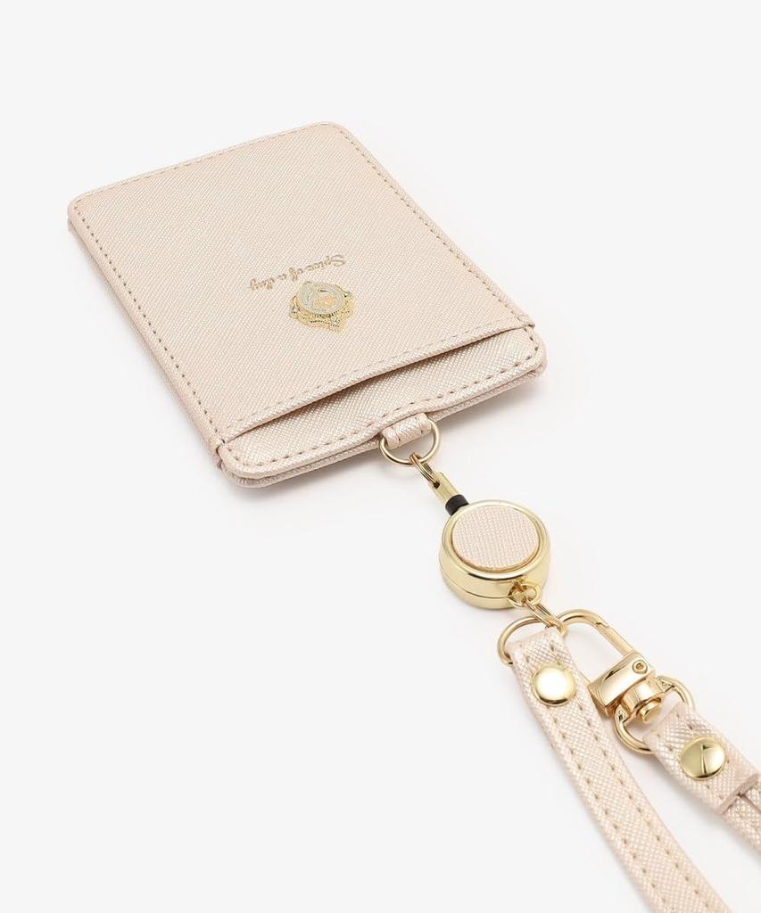Afternoon Tea Living JQ55 Pass Case with Cord Reel and Motif Charm, Beige