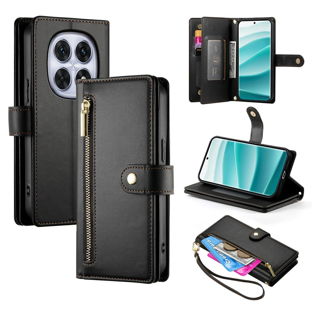 For Xiaomi Poco M8 5G/Redmi Note 15 5G (Global) Case Zipper Pocket Wallet Leather Phone Cover with Straps