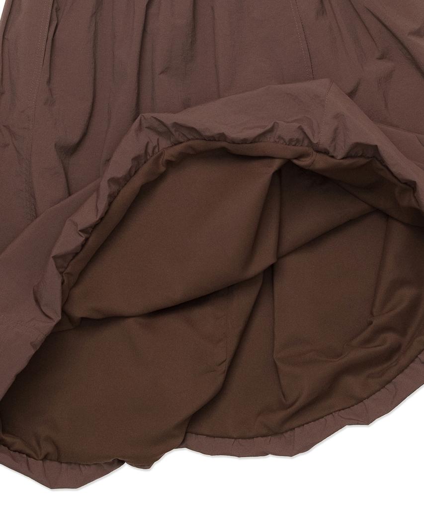 Cotton Bell Shirred Balloon Skirt - Brown