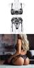 Mesh Embroidery Bra, Panties & Garter Lingerie Set