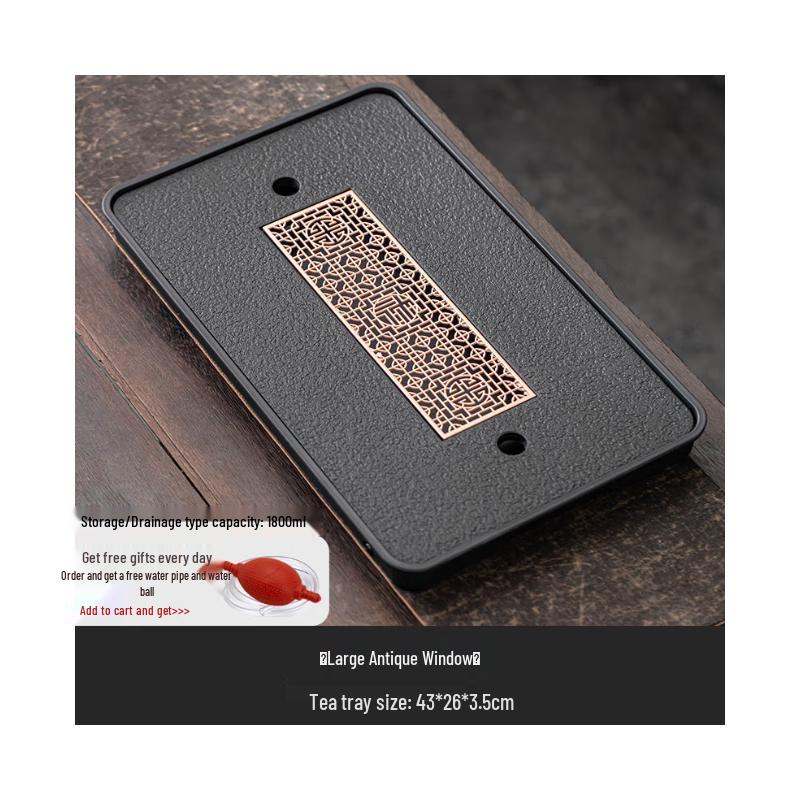

Ancient Window Style Bamboo Draining Tea Tray