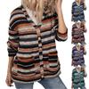Damen S V-Ausschnitt Strick Knopf Tasche Cardigan Pullover Langarm Top