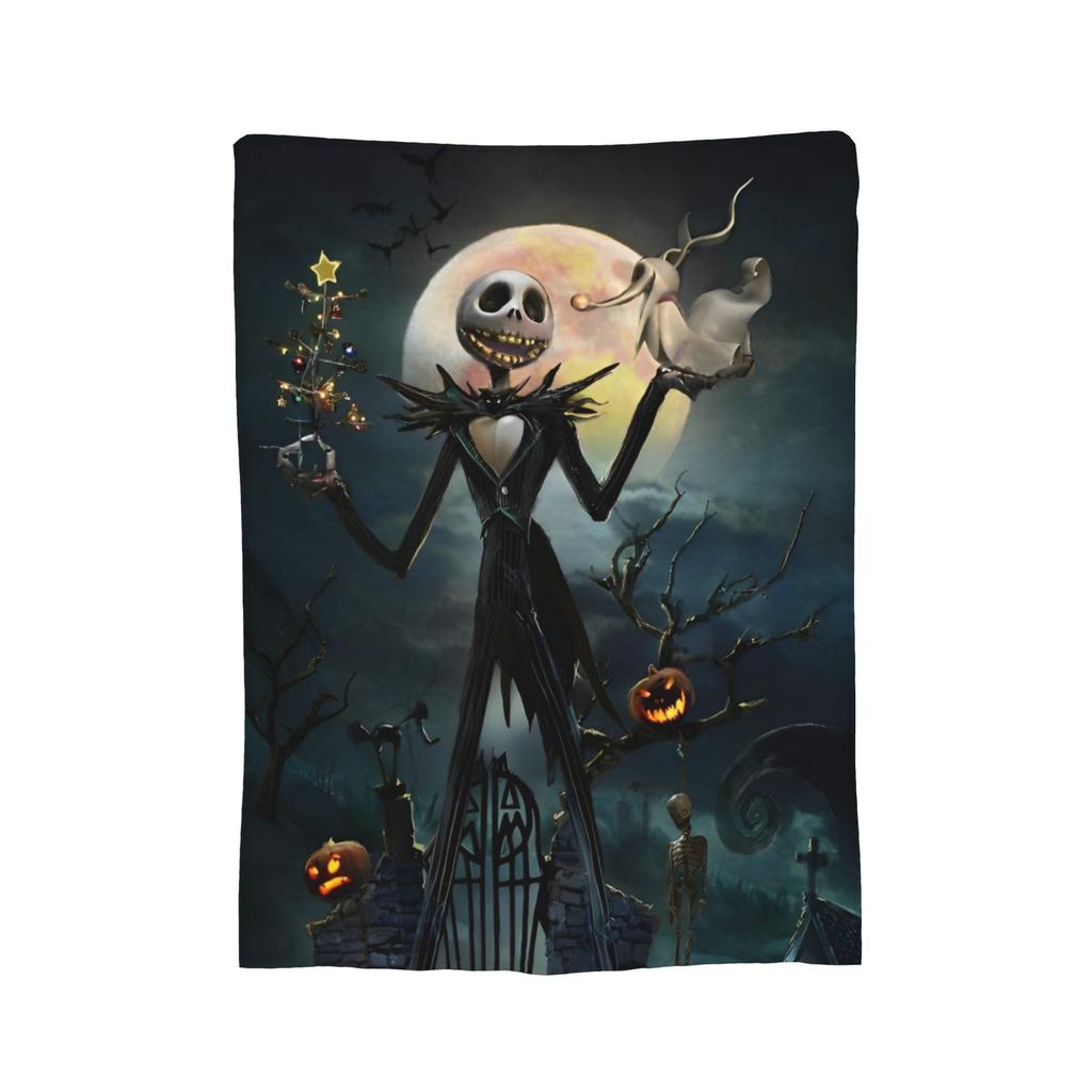Albtraum Jack Skellington Flanelldecken The Nightmare Before Christmas Vintage Überwurf für Zuhause 125*100cm Teppichstück,