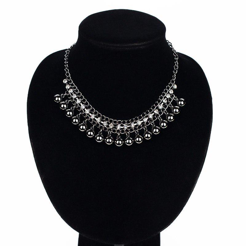 Luxury Jewelry Vintage Black Balls Crystal Necklace Charm Collar Statement Choker Pendants for Women