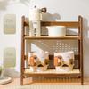 Organizzatore di Tazze a Doppio Strato, Scaffale Portaoggetti Stile Rattan, Portaoggetti da Tavolo per Cucina, Vassoio Multifunzionale per Organizzazione Casa Ufficio Campeggio