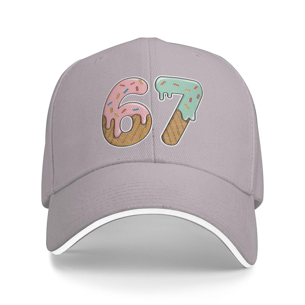 67 Ice Cream 67 Meme Funny Six Seven Gen Baseball Cap  Fitted Retro Trucker Hat Spring Unisex Men Running Hippie Baseball Caps