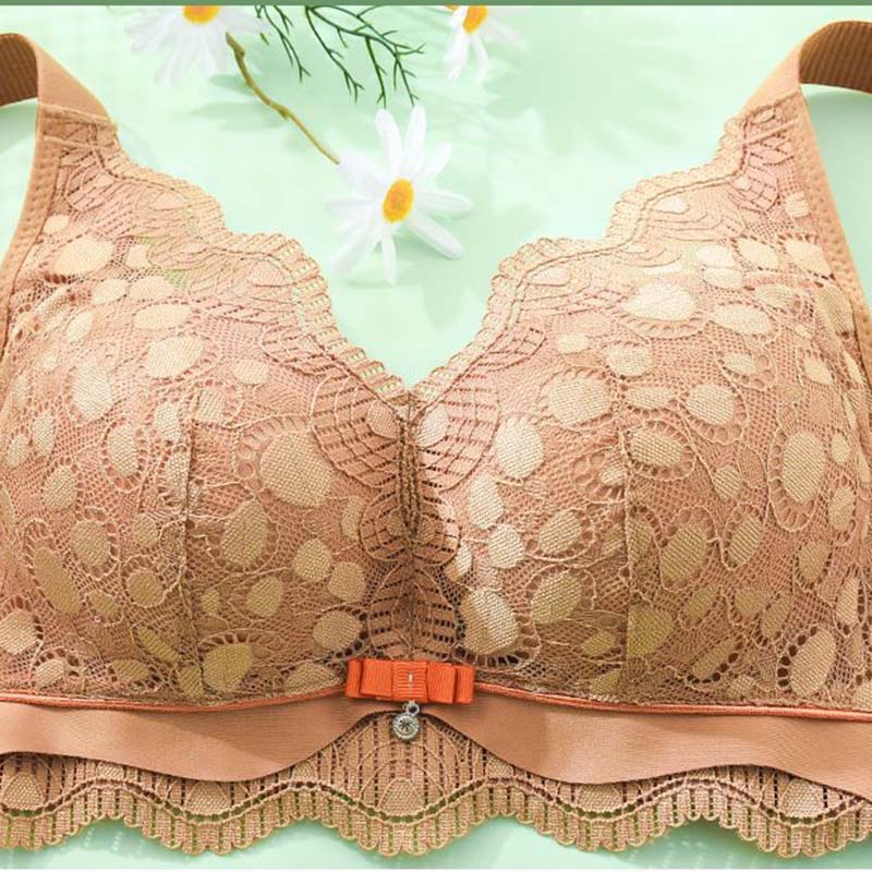 Women's Thin Section of Anti-sagging Polymerization Bra To Collect Vice Breasts Large Breasts Show Small Upturned Bra Without Steel Ring