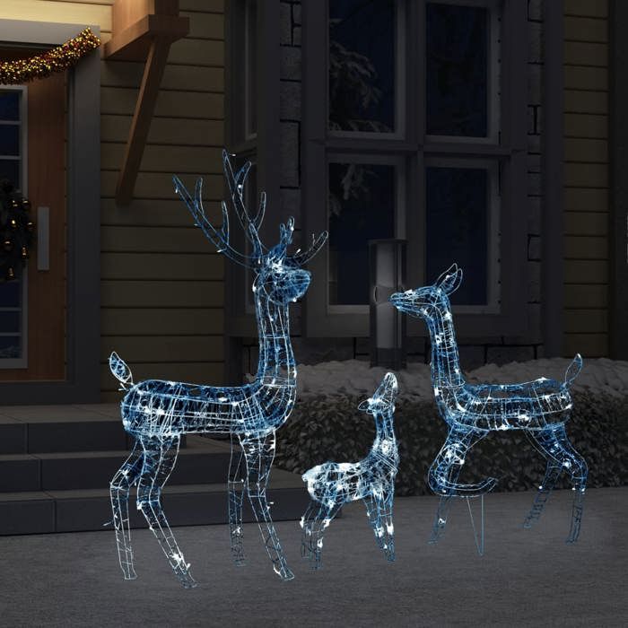 VidaXL Famille de Rennes de Décoration Rennes Lumineux Décoration de Noël Jardin Patio Arrière-cour Extérieur Intérieur 329794
