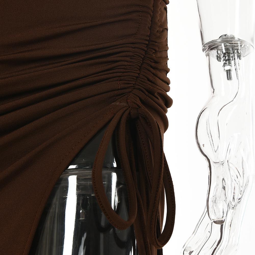 Spring Sexy High Slit Halter Neck Dress - European & American Style